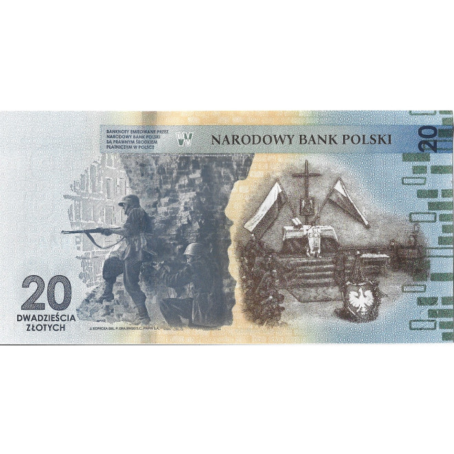 Tył banknotu 20 Złotych 2024 UNC
