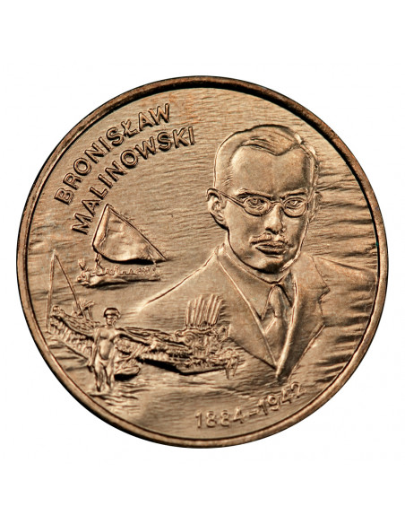 Awers monety 2 zł 2002 Polscy podróżnicy i badacze: Bronisław Malinowski 18841942