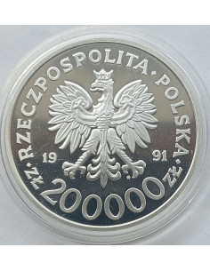 Moneta 200 000 Złotych 1991 70-lecie Targów Poznańskich 2