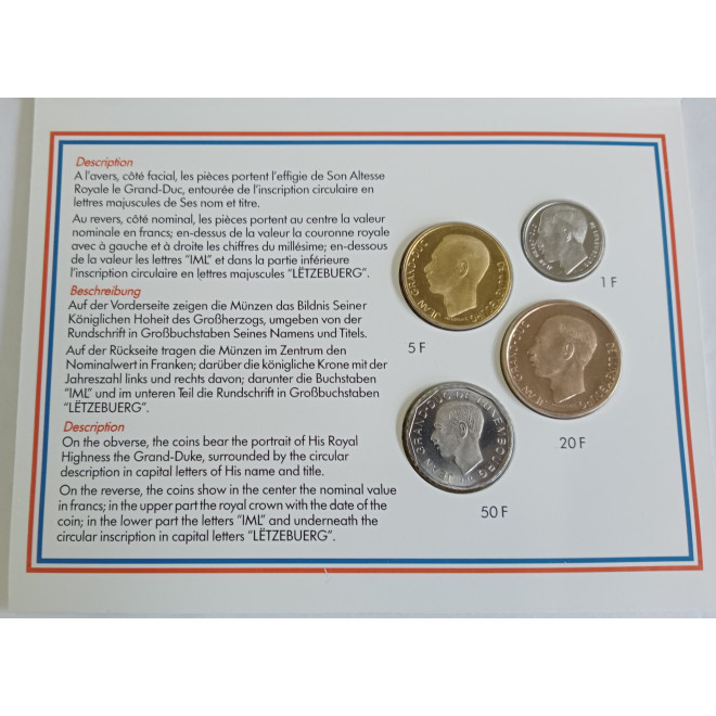 Moneta Luksemburg 2002 zestaw monet 1 cent do 2 euro