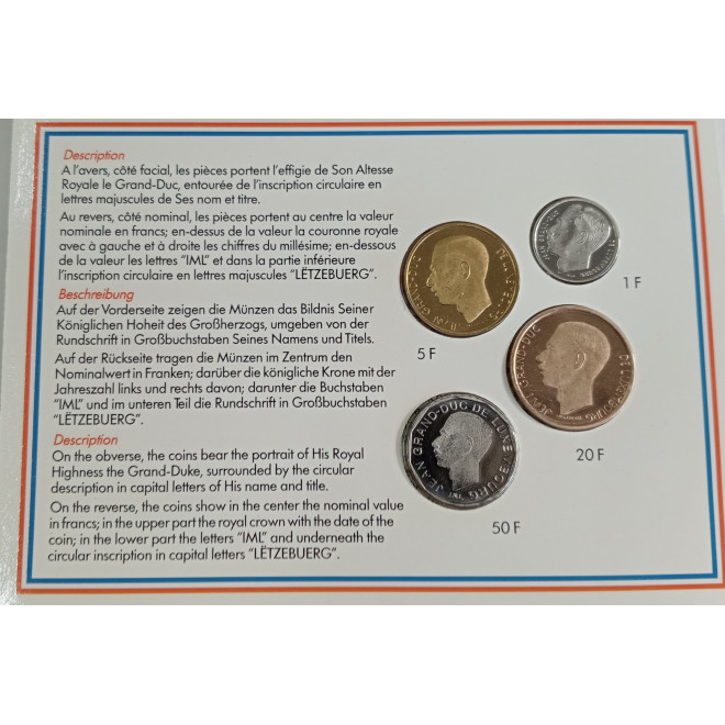 Moneta Luksemburg 2002 zestaw monet 1 cent do 2 euro