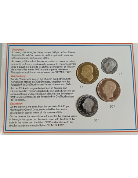 Moneta Luksemburg 2002 zestaw monet 1 cent do 2 euro