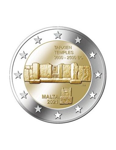 Awers monety 2 euro 2021 Świątynie w Tarxien