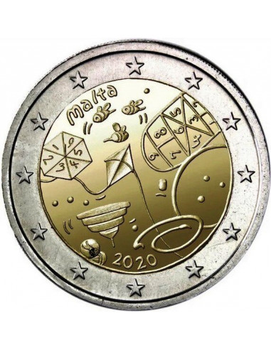 Awers monety 2 euro 2020 Maltańskie zabawy dziecięce