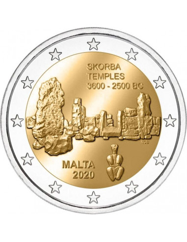 Awers monety 2 euro 2020 Świątynie Skorba