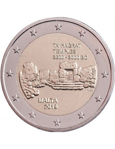 Awers monety Malta 2 euro 2019 Świątynie Ta’ Haġrat
