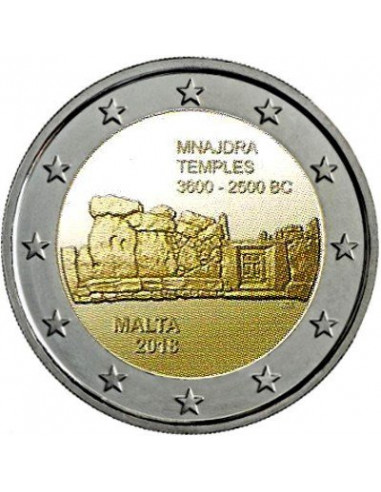Awers monety Malta 2 euro 2018 Świątynie Mnajdra