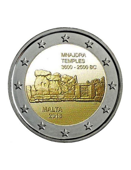 Awers monety Malta 2 euro 2018 Świątynie Mnajdra