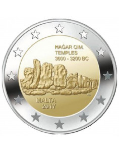 Awers monety Malta 2 euro 2017 Świątynie Ħaġar Qim