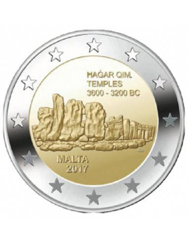 Awers monety 2 euro 2017 Świątynie Ħaġar Qim
