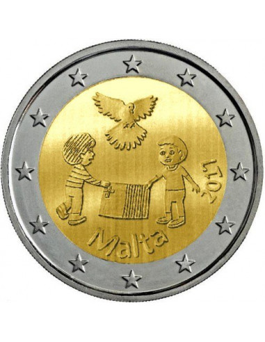 Awers monety 2 euro 2017 Dziecięca solidarność