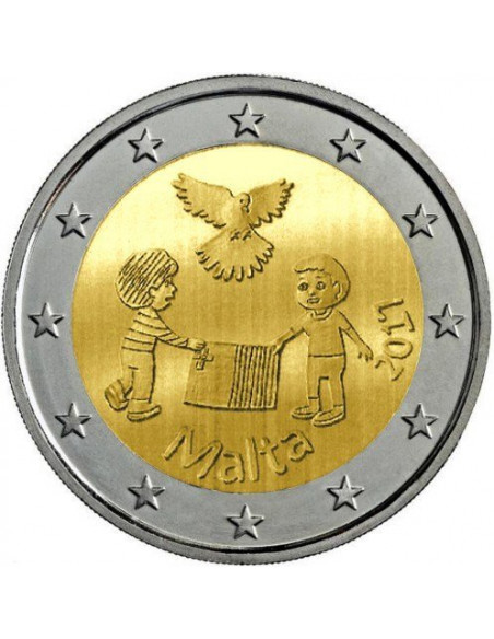 Awers monety Malta 2 euro 2017 Dziecięca solidarność