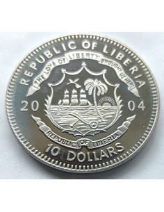 Moneta Liberia 10 Dolarów 2004 Mapa genetyczna 2