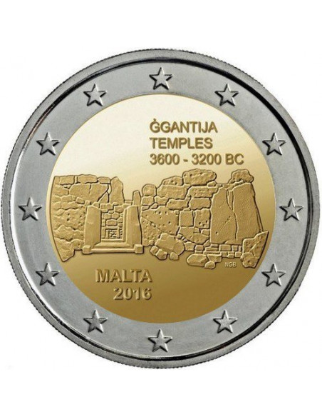 Awers monety Malta 2 euro 2016 Świątynie Ġgantija