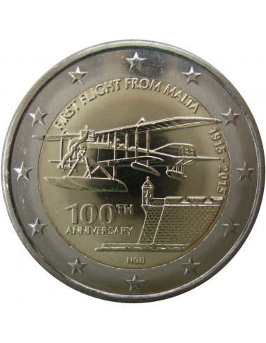 Awers monety Malta 2 euro 2015 Pierwszy lot z Malty