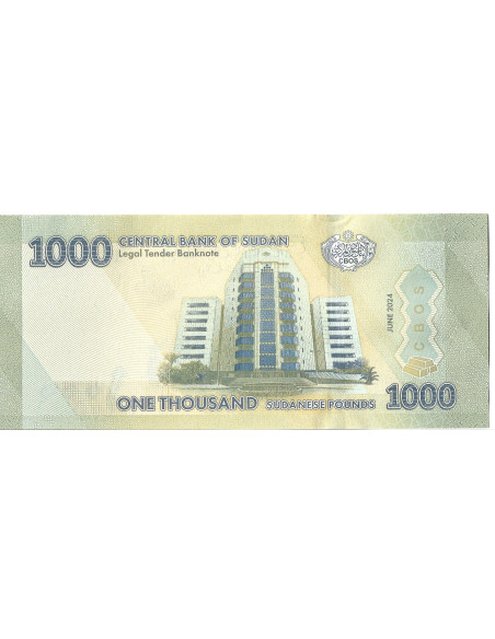 Tył banknotu Sudan 1000 Funt 2024 UNC