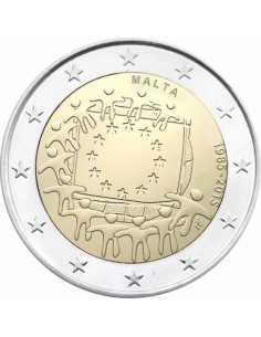 Awers monety Malta 2 euro 2015 30lecie istnienia flagi europejskiej Malta