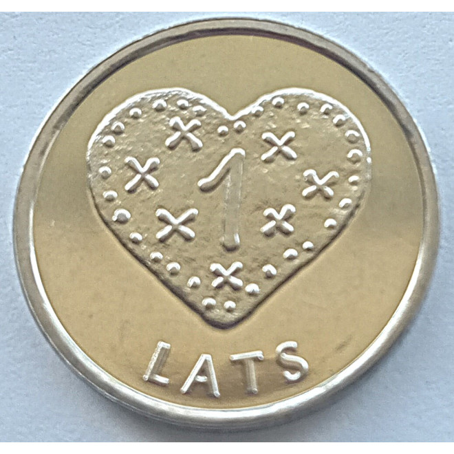 Moneta Łotwa 1 Łat 2010 Podkowa (w górę)