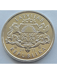 Moneta Łotwa 1 Łat 2010 Podkowa (w górę) 2