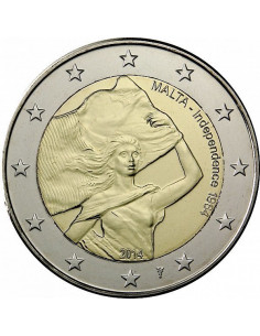 Awers monety Malta 2 euro 2014 50 rocznica uzyskania niepodległości przez Maltę