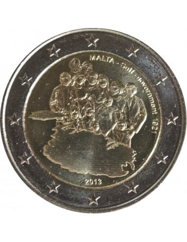 Awers monety 2 euro 2013 Konstytucja samorządowa Malty z 1921 roku