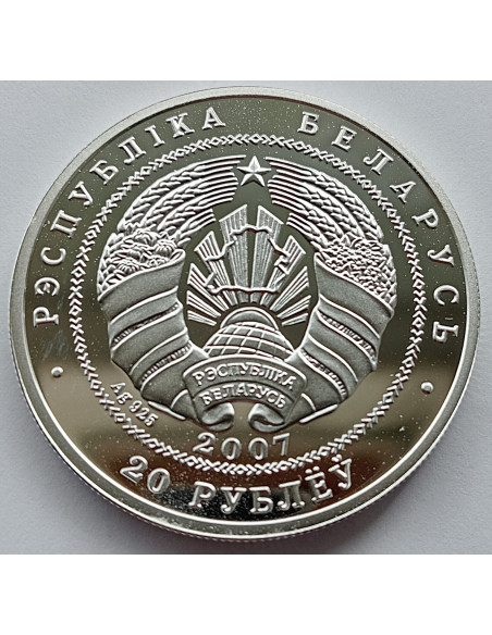 Moneta Białoruś 20 Rubli 2007 15-lecie stosunków dyplomatycznych Białorusi i Chin