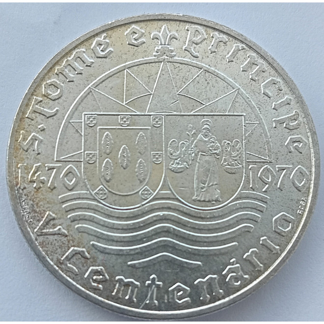 Moneta Wyspy Świętego Tomasza i Książęca 50 Escudo 1970  500 rocznica odkrycia