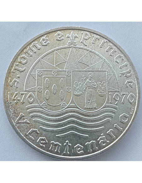 Moneta Wyspy Świętego Tomasza i Książęca 50 Escudo 1970  500 rocznica odkrycia