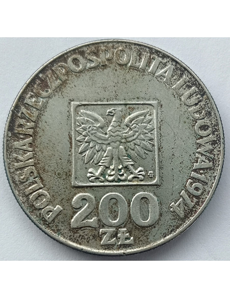 Moneta 200 Złotych 1974 (30-lecie Polskiej Rzeczypospolitej Ludowej