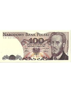 Przód banknotu 100 Złotych 1986 UNC