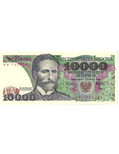 Przód banknotu 10 000 Złotych 1988 UNC