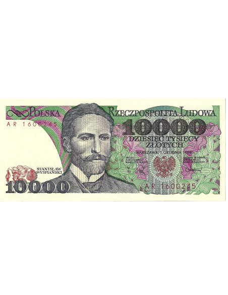 Przód banknotu 10 000 Złotych 1988 UNC