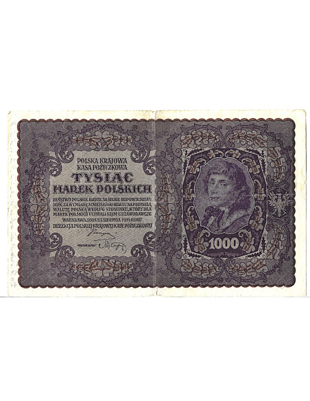 Przód banknotu Polska 1000 Marek polskich 1919 G
