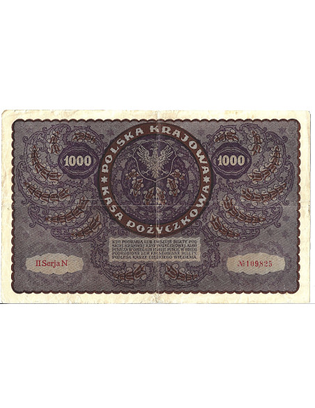Tył banknotu Polska 1000 Marek polskich 1919 G