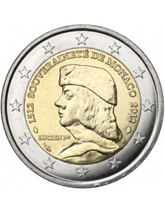 Awers monety Monako 2 euro 2012 500 rocznica ustanowienia Monako suwerennym państwem