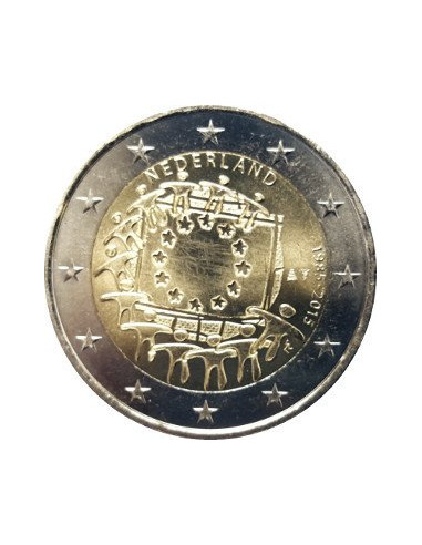 Awers monety Holandia 2 euro 2015 30lecie istnienia flagi europejskiej Holandia