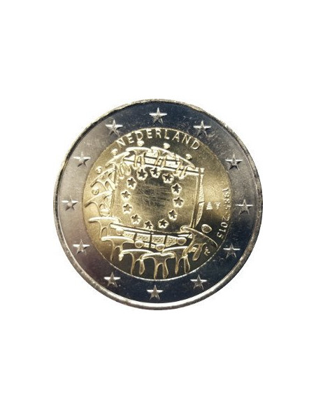 Awers monety Holandia 2 euro 2015 30lecie istnienia flagi europejskiej Holandia