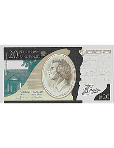 Przód banknotu 20 Złotych 2009 UNC 2