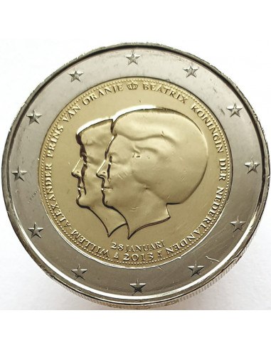 Awers monety 2 euro 2013 Ogłoszenie abdykacji przez królową Beatrycze