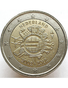 Awers monety Holandia 2 euro 2012 10lecie banknotów i monet euro Holandia