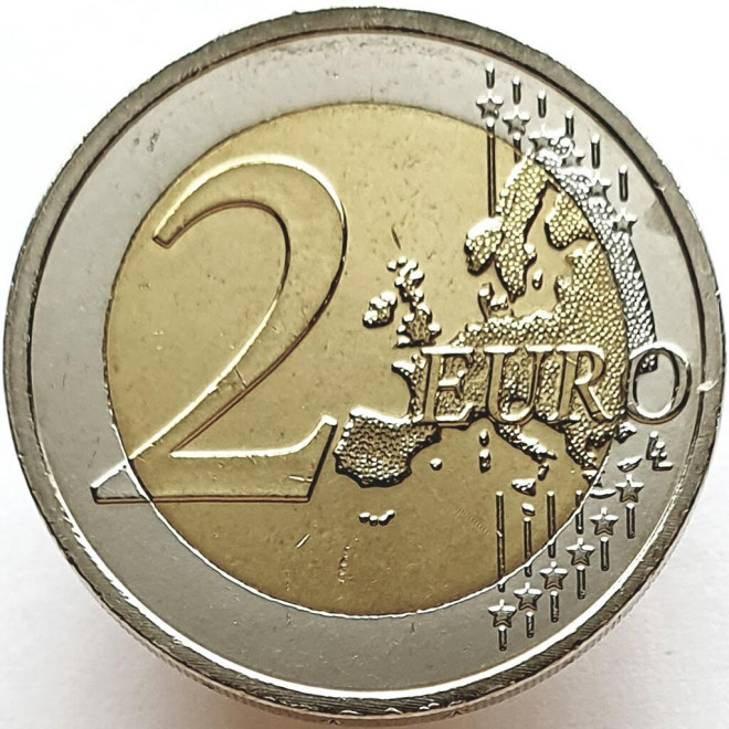 Rewers monety Holandia 2 euro 2012 10lecie banknotów i monet euro Holandia