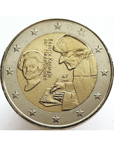 Awers monety Holandia 2 euro 2011 Erazm z Rotterdamu