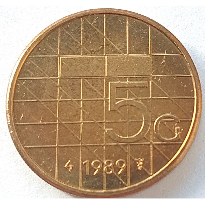 Moneta Holandia 5 Gulden 1988