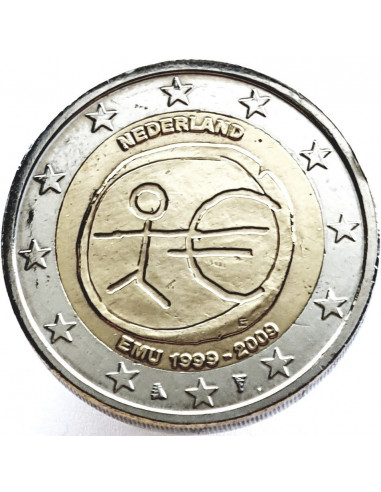 Awers monety 2 euro 2009 10lecie wprowadzenia systemu euro Holandia
