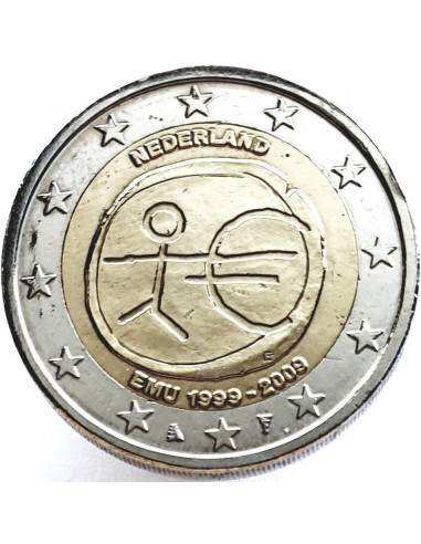 Awers monety Holandia 2 euro 2009 10lecie wprowadzenia systemu euro Holandia