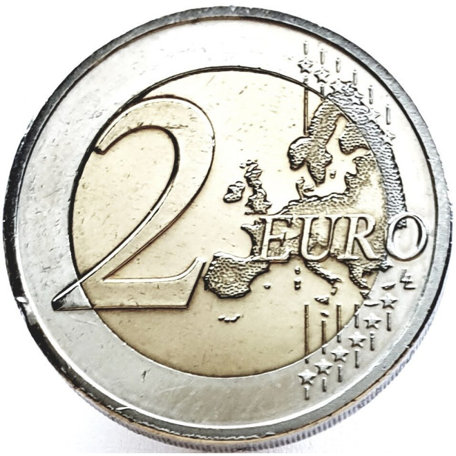 Rewers monety Holandia 2 euro 2009 10lecie wprowadzenia systemu euro Holandia