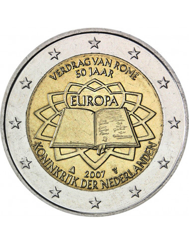 Awers monety 2 euro 2007 50lecie Traktatu Rzymskiego Holandia