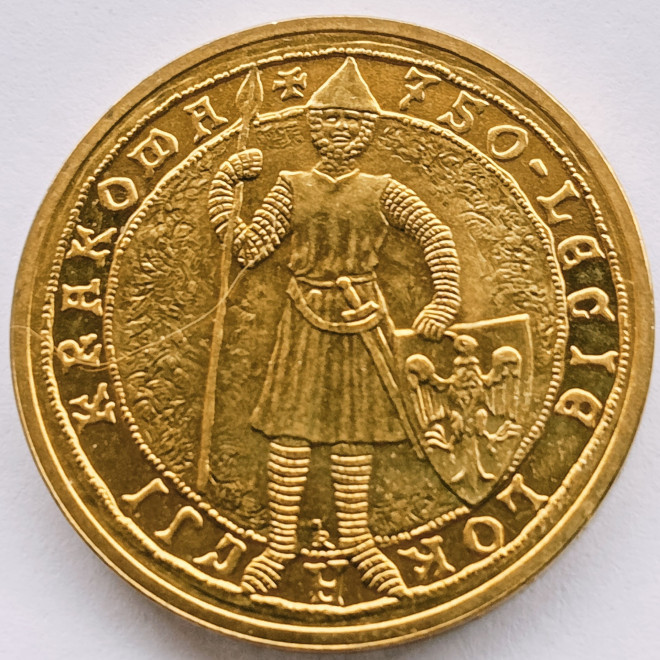 Awers monety 2 zł 2007 750lecie lokacji Krakowa