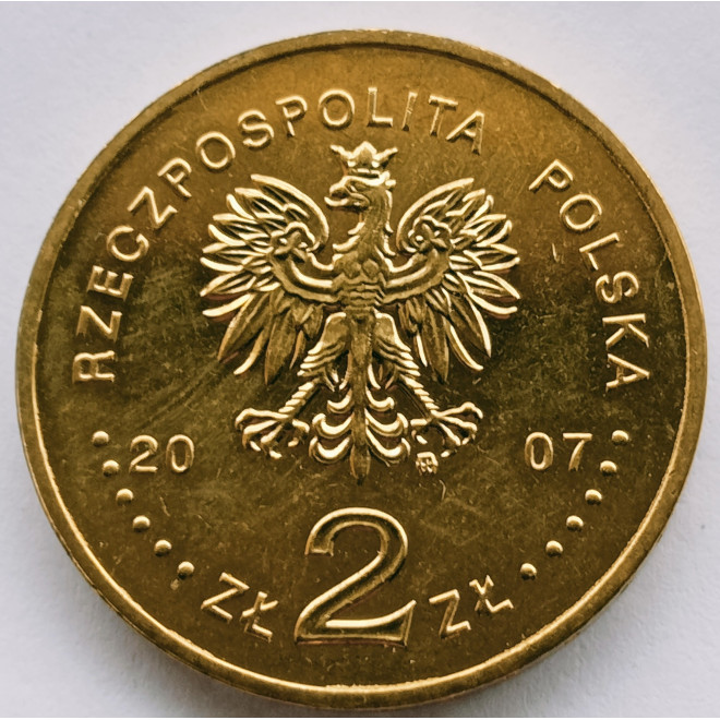 Rewers monety 2 zł 2007 750lecie lokacji Krakowa