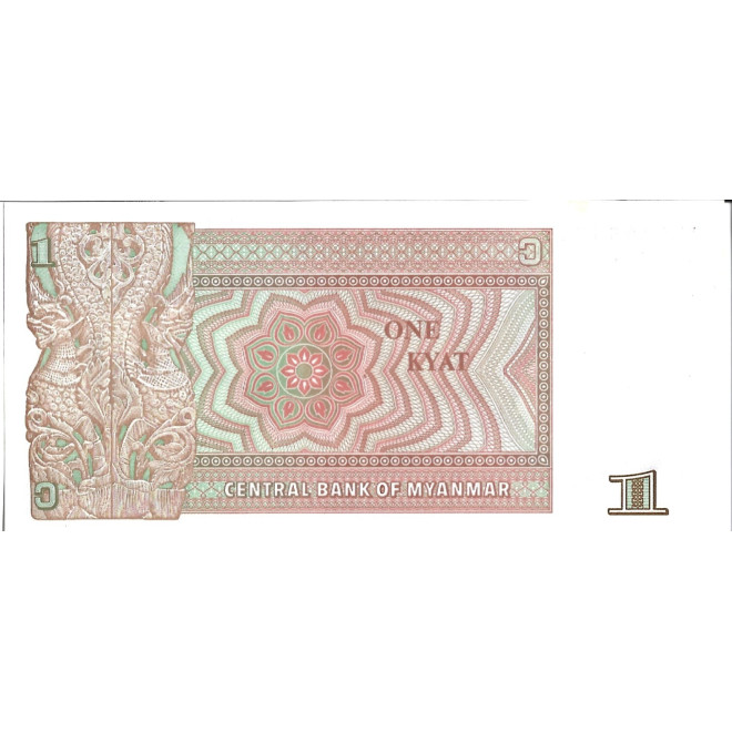 Banknot Birma 1 Kiat 1990 - UNC